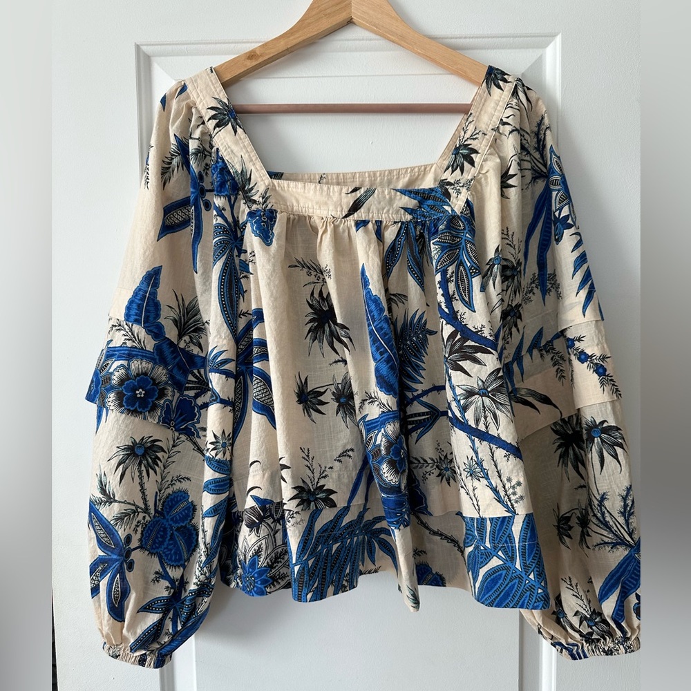 Banana Republic Square Neck
Blue Floral Blouse Size M - Picture 2 of 5